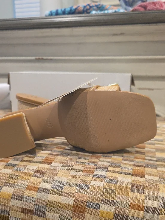 A New Day Woven Tan Slide Sandals with Crystal Buckle - Picture 4 of 5